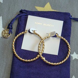 Tory Burch Torsade Hoop Earrings in Gold